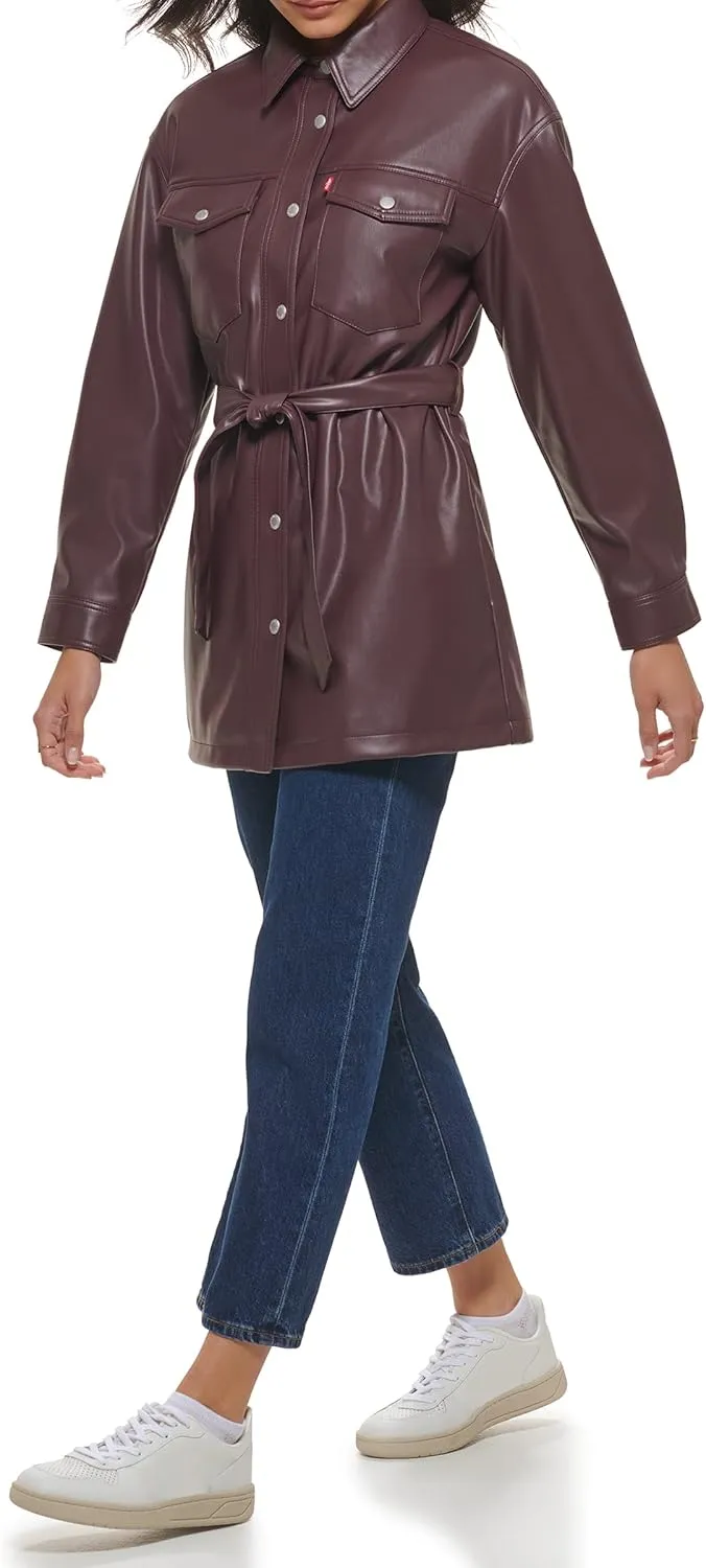 Levi's Women's Faux Leather Belted Shirt Jacket (Standard & Plus Sizes)