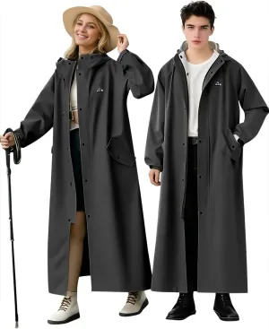 Lightweight Long Rain Coat for Women, Waterproof Raincoat with Hood, Packable Rain Jacket Windbreaker, Storage Bag