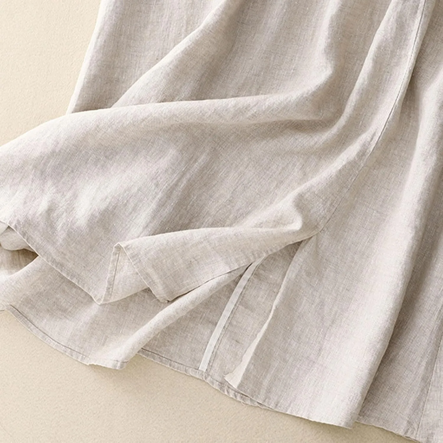 Linen Maxi Skirt, Women's Summer Bohemian Long Skirt, Cotton Elastic Waist Band Maxi Skirt Beach Party Holiday Skirt