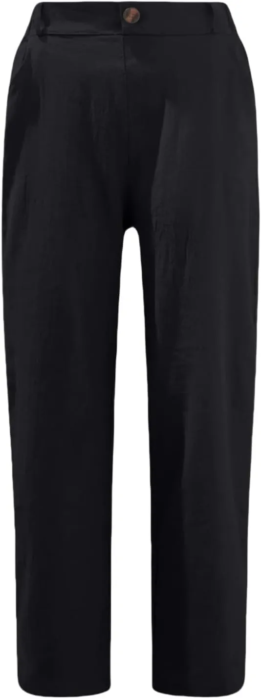 Linen Pants Women 2025 Capri Casual Elastic Waist Cropped Trouser Fashion Summer Resort Wear Beach Vacation Capris