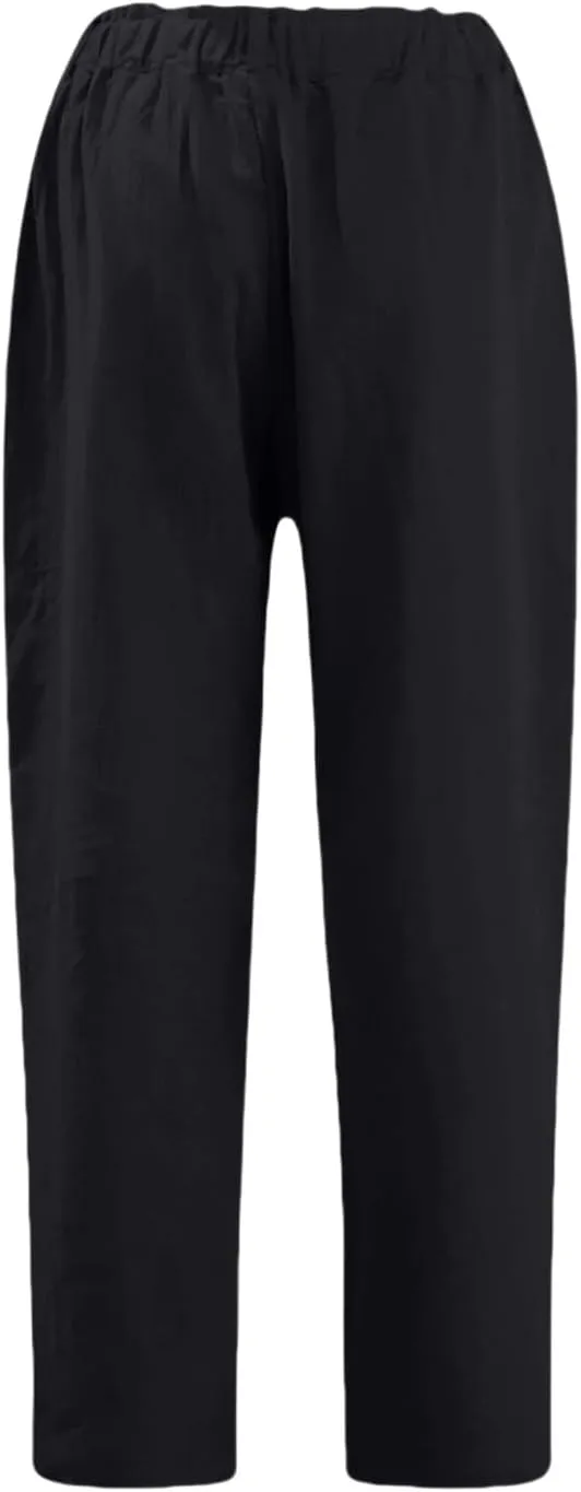 Linen Pants Women 2025 Capri Casual Elastic Waist Cropped Trouser Fashion Summer Resort Wear Beach Vacation Capris