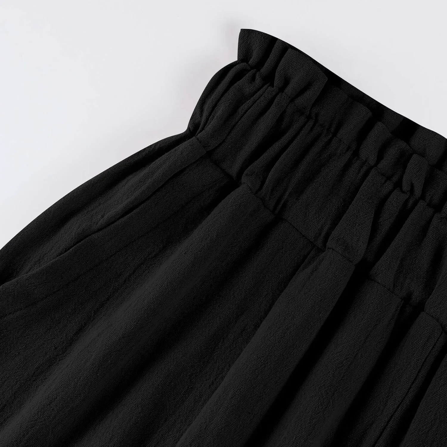 Linen Pants Women Wide Leg High Waisted Lounge Capri Pants Dress Pants Summer Business Casual Work Pants Trousers