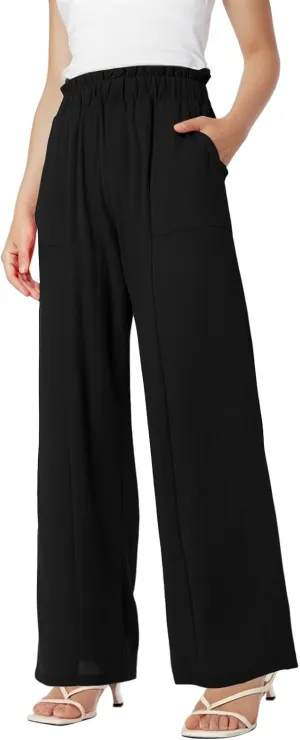 Linen Pants Women Wide Leg High Waisted Lounge Capri Pants Dress Pants Summer Business Casual Work Pants Trousers