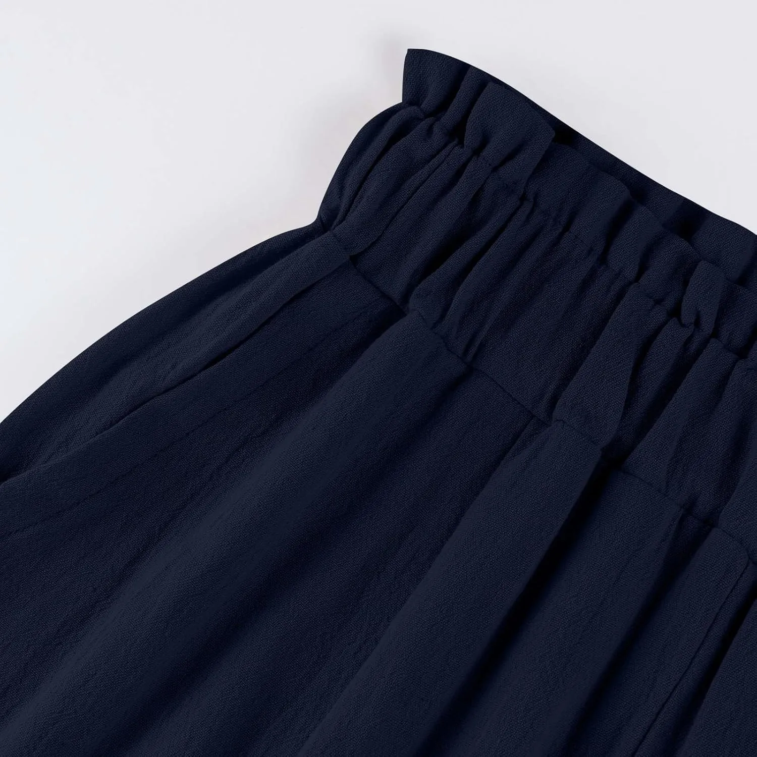 Linen Pants Women Wide Leg High Waisted Lounge Capri Pants Dress Pants Summer Business Casual Work Pants Trousers