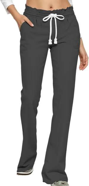Linen Wide Leg Pants for Women Casual Summer Elastic Waist Loose Fit Beach Pants Comfy Flowy Lounge Pant with Pockets