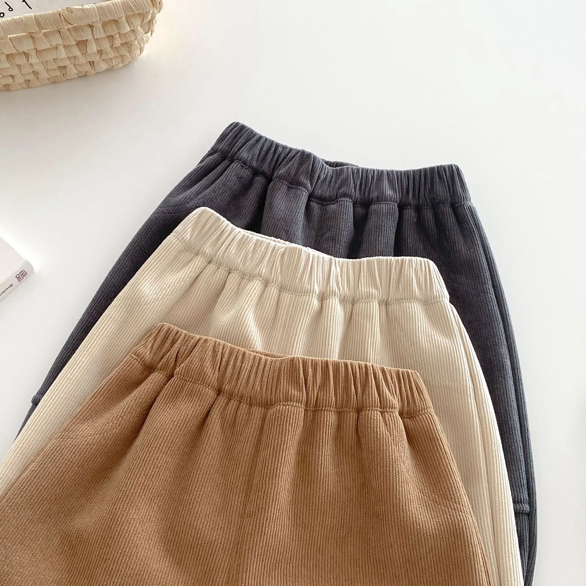 Little Bear Patch Fleece-Lined Corduroy Pants