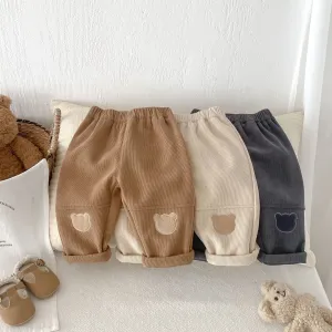 Little Bear Patch Fleece-Lined Corduroy Pants