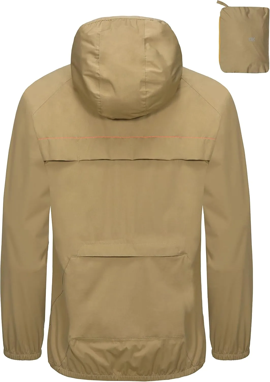 Little Donkey Andy Men's Cycling Stretch Rain Jacket with Hood, Windproof and Waterproof, Ultralight Windbreaker,Packable