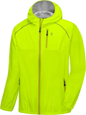 Little Donkey Andy Men's Cycling Stretch Rain Jacket with Hood, Windproof and Waterproof, Ultralight Windbreaker,Packable