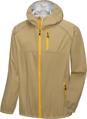 Little Donkey Andy Men's Cycling Stretch Rain Jacket with Hood, Windproof and Waterproof, Ultralight Windbreaker,Packable