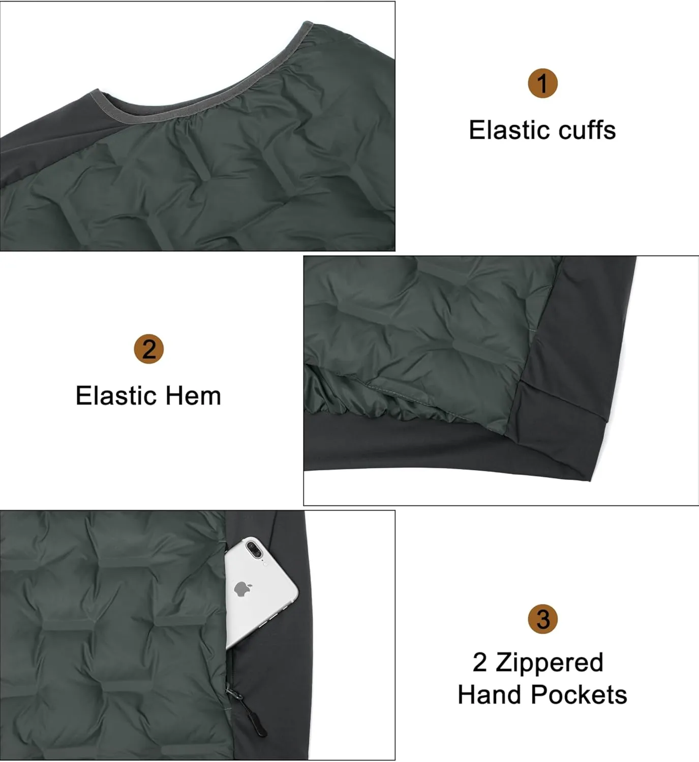 Little Donkey Andy Men's Lightweight Puffer Vest, Outdoor Windproof Sleeveless Jacket for Hiking Travel Golf