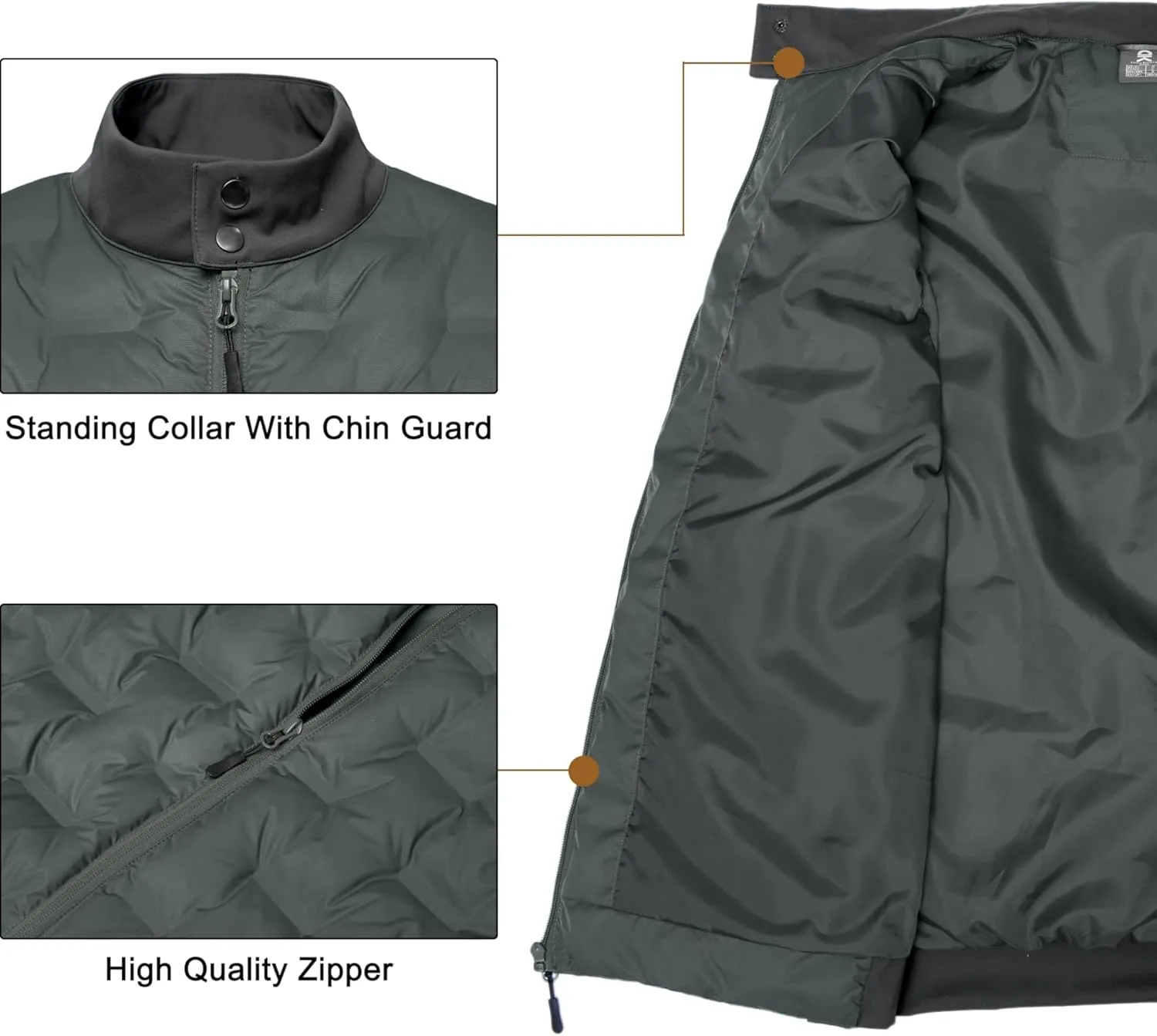 Little Donkey Andy Men's Lightweight Puffer Vest, Outdoor Windproof Sleeveless Jacket for Hiking Travel Golf