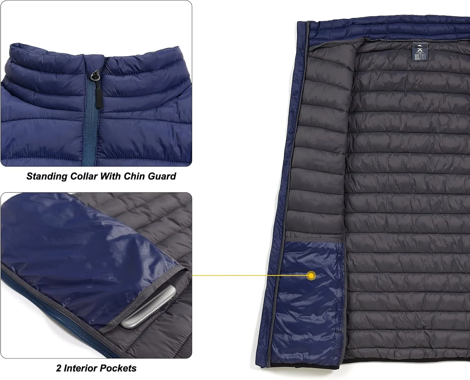Little Donkey Andy Men's Lightweight Warm Puffer Vest Outdoor Sleeveless Jacket for Golf Hiking Casual Travel
