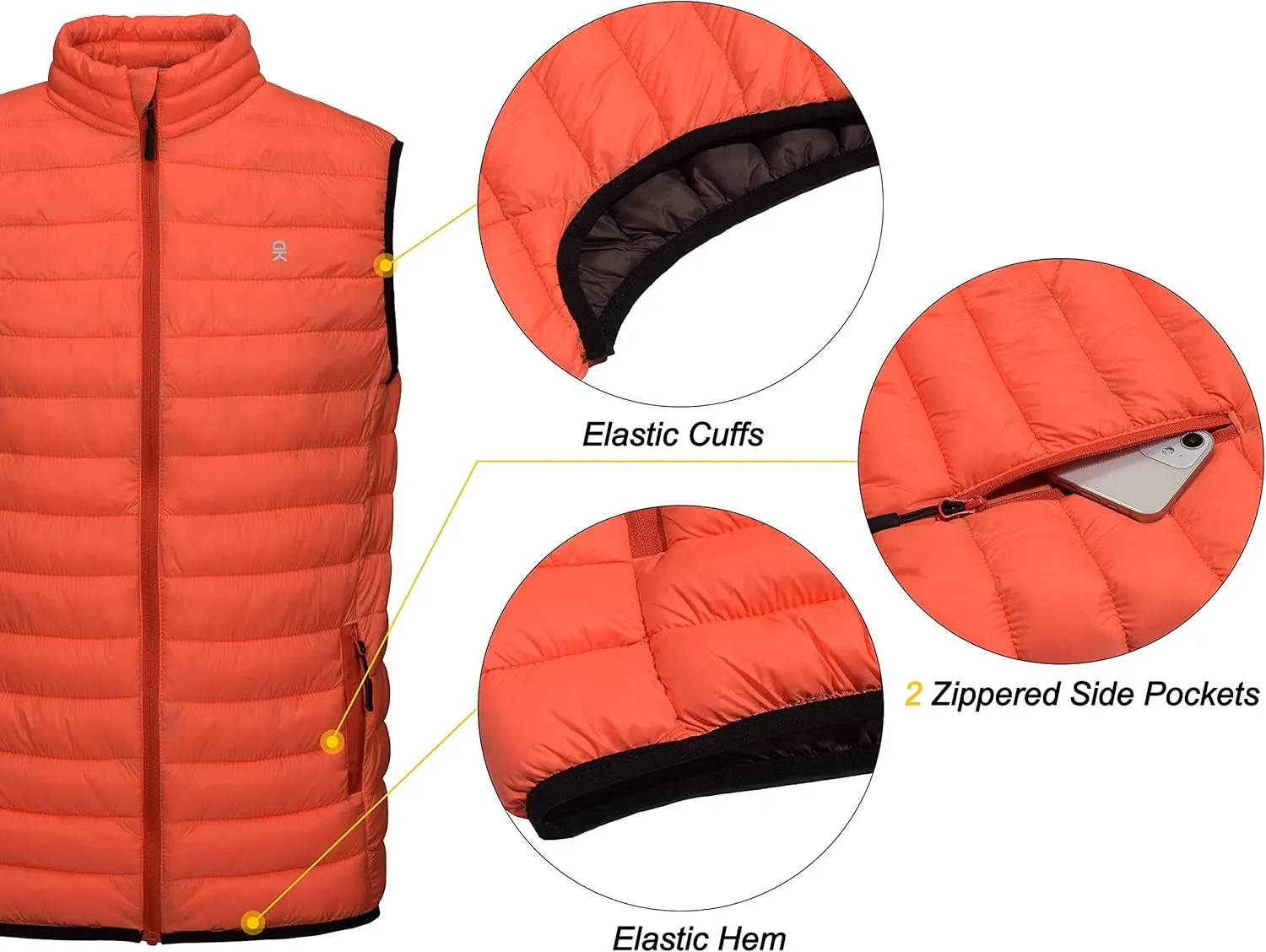 Little Donkey Andy Men's Lightweight Warm Puffer Vest Outdoor Sleeveless Jacket for Golf Hiking Casual Travel
