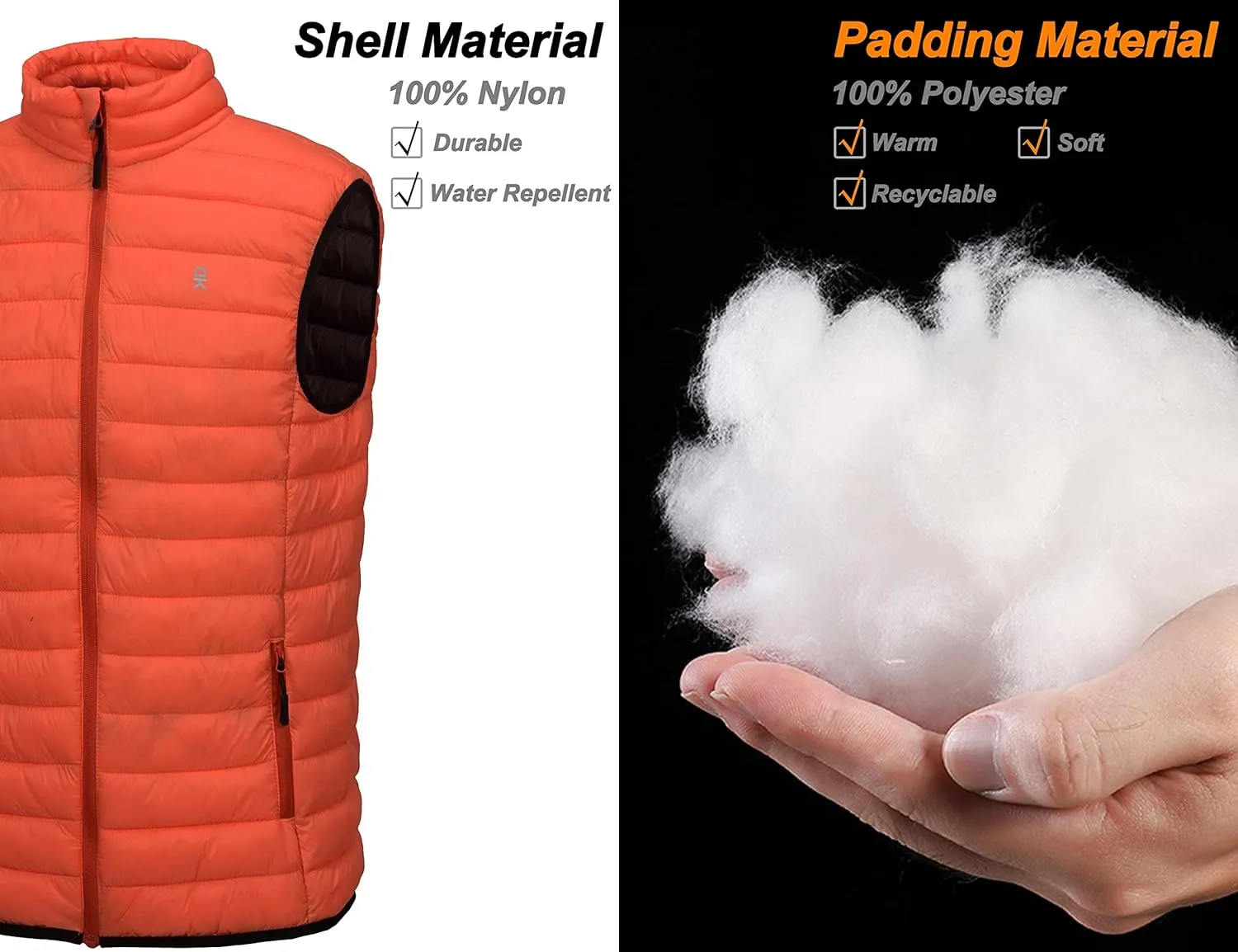 Little Donkey Andy Men's Lightweight Warm Puffer Vest Outdoor Sleeveless Jacket for Golf Hiking Casual Travel