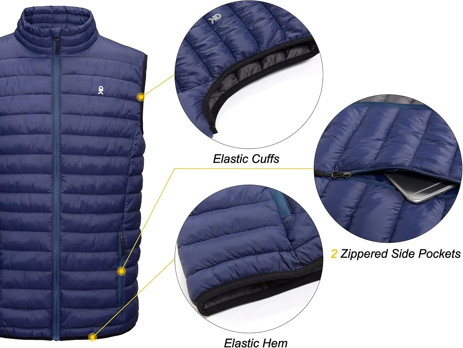 Little Donkey Andy Men's Lightweight Warm Puffer Vest Outdoor Sleeveless Jacket for Golf Hiking Casual Travel