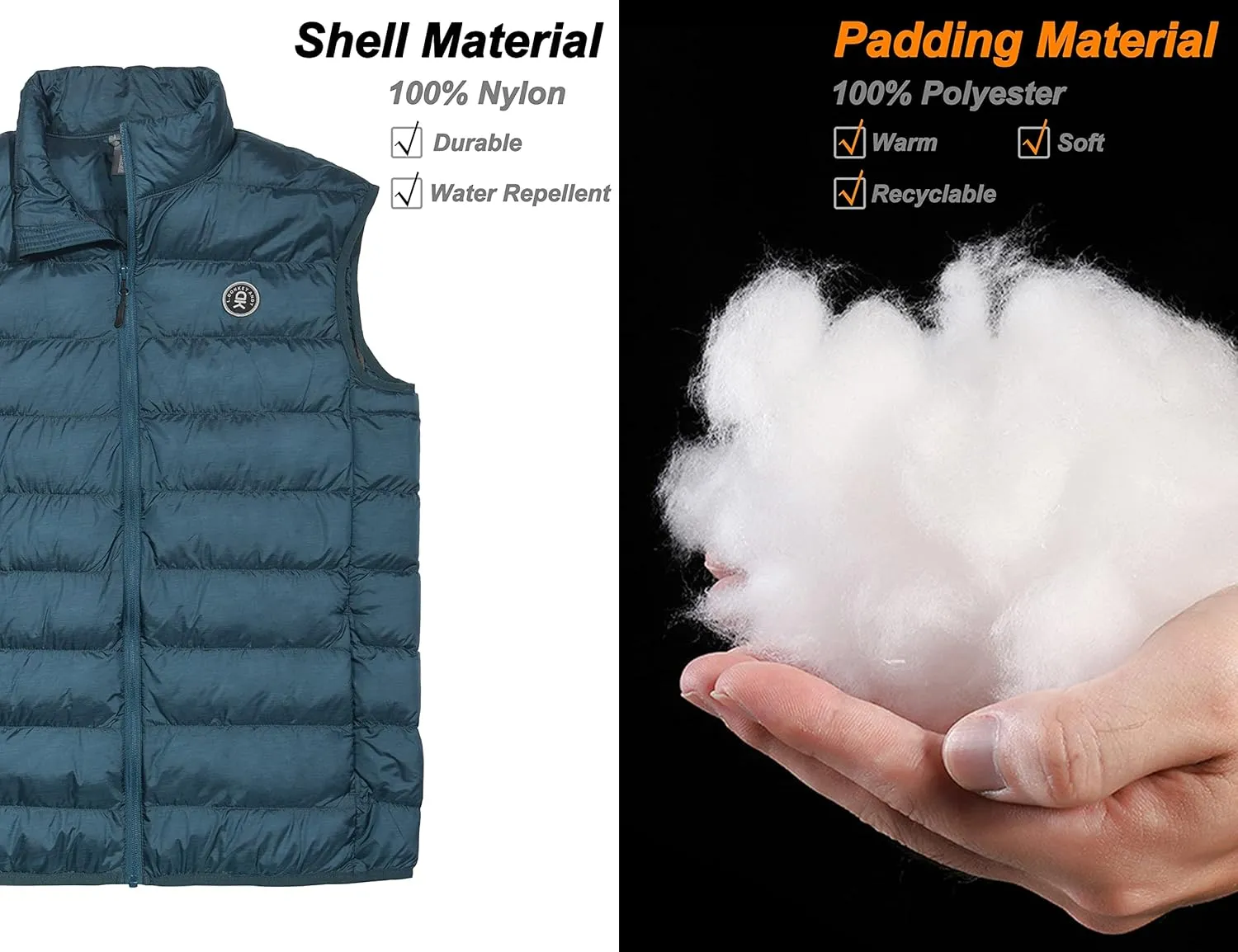 Little Donkey Andy Men's Lightweight Warm Puffer Vest Thermal Golf Sleeveless Jacket for Outdoor Hiking Travel Casual
