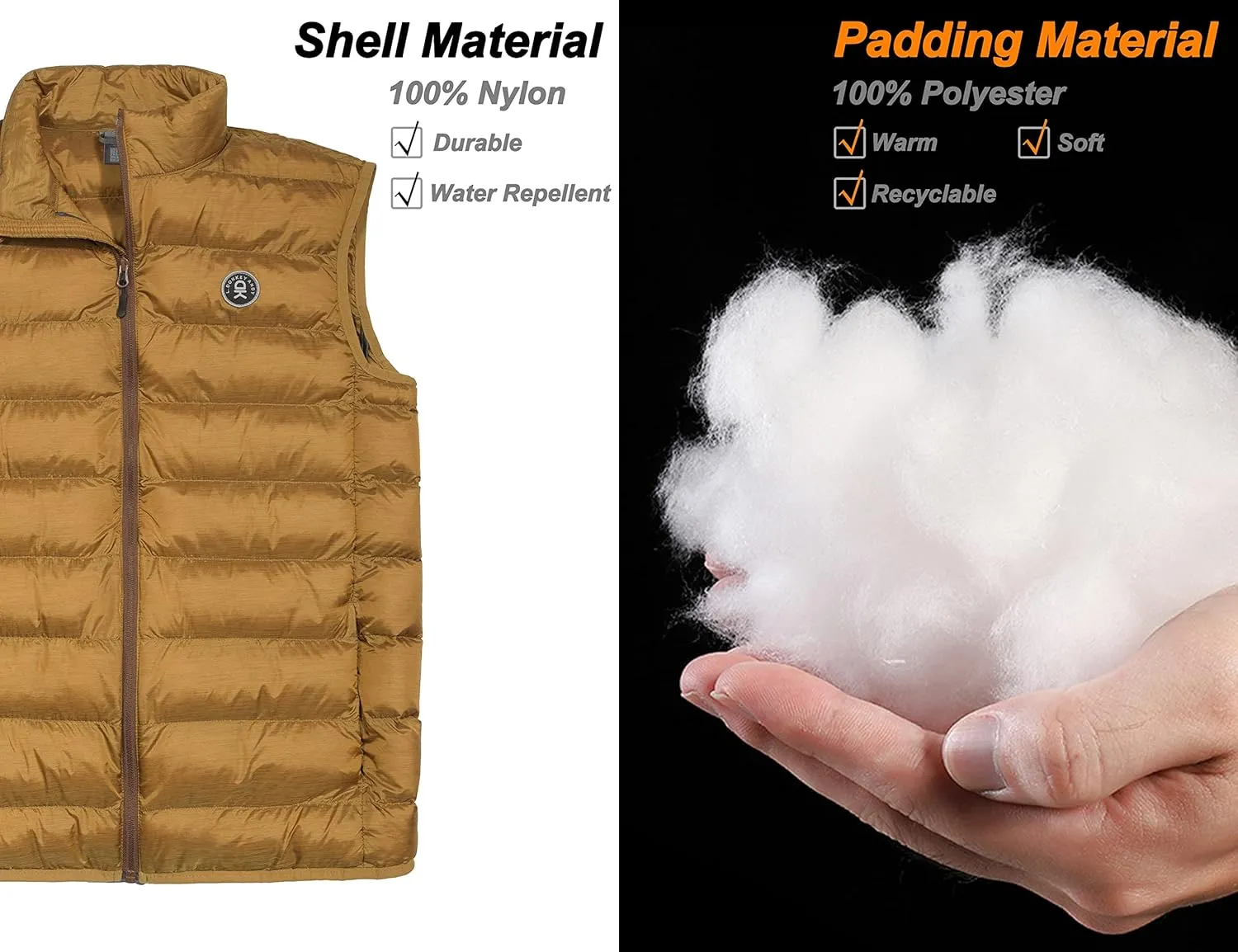 Little Donkey Andy Men's Lightweight Warm Puffer Vest Thermal Golf Sleeveless Jacket for Outdoor Hiking Travel Casual