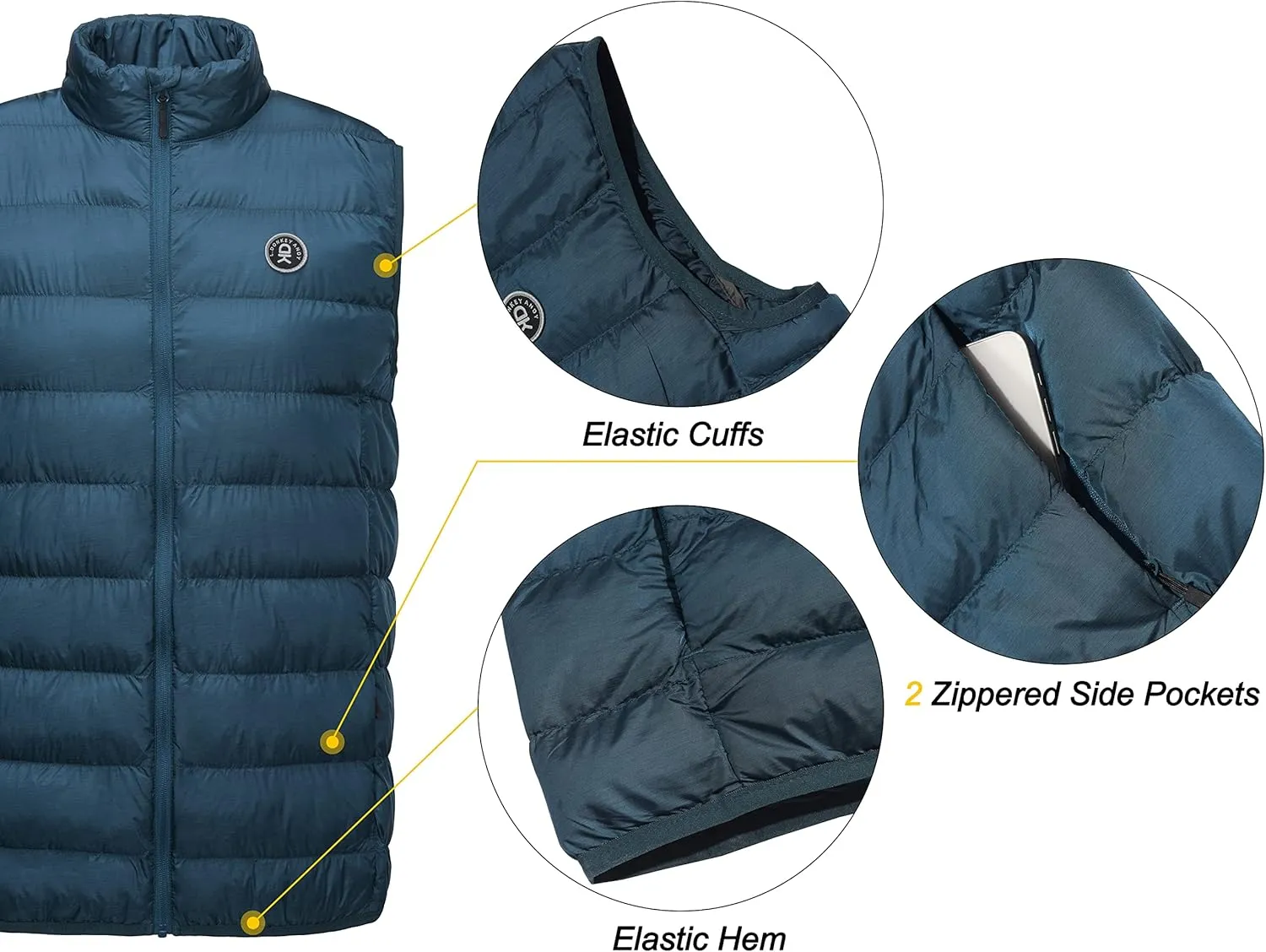 Little Donkey Andy Men's Lightweight Warm Puffer Vest Thermal Golf Sleeveless Jacket for Outdoor Hiking Travel Casual