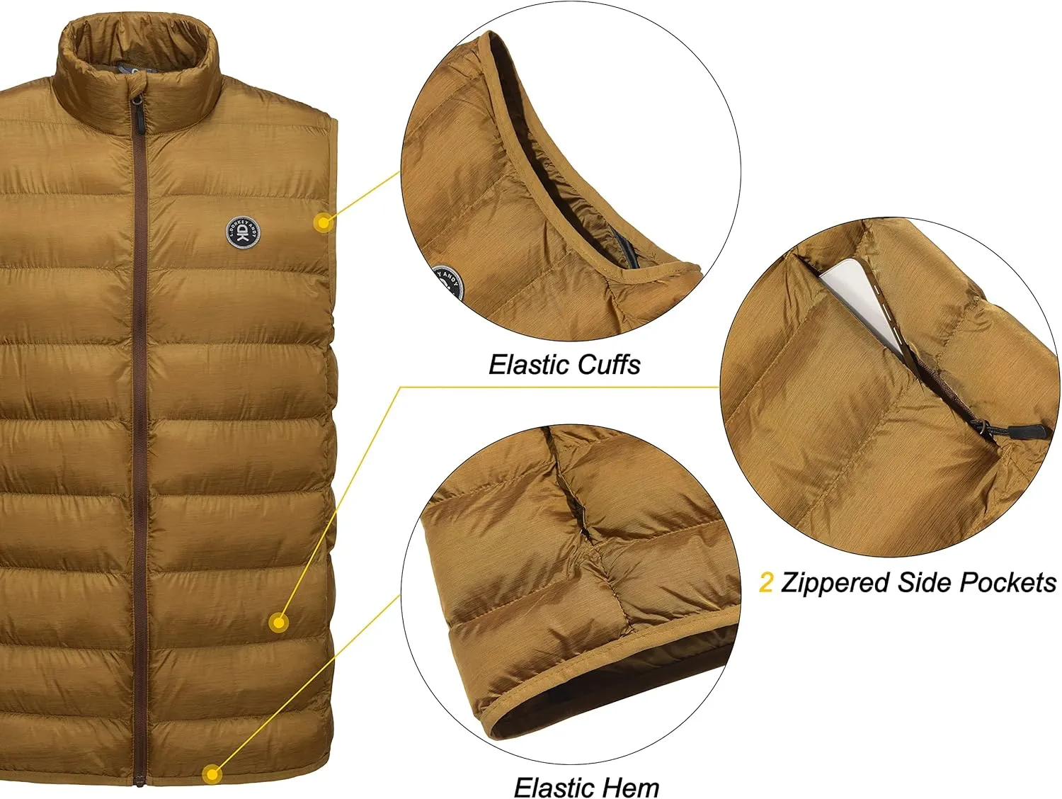 Little Donkey Andy Men's Lightweight Warm Puffer Vest Thermal Golf Sleeveless Jacket for Outdoor Hiking Travel Casual