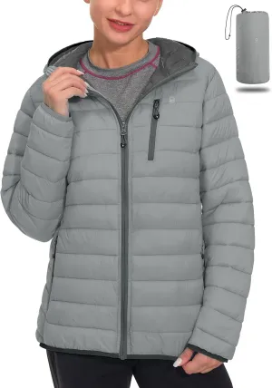 Little Donkey Andy Women's Packable Lightweight Puffer Jacket Hooded Windproof Winter Coat with Recycled Insulation