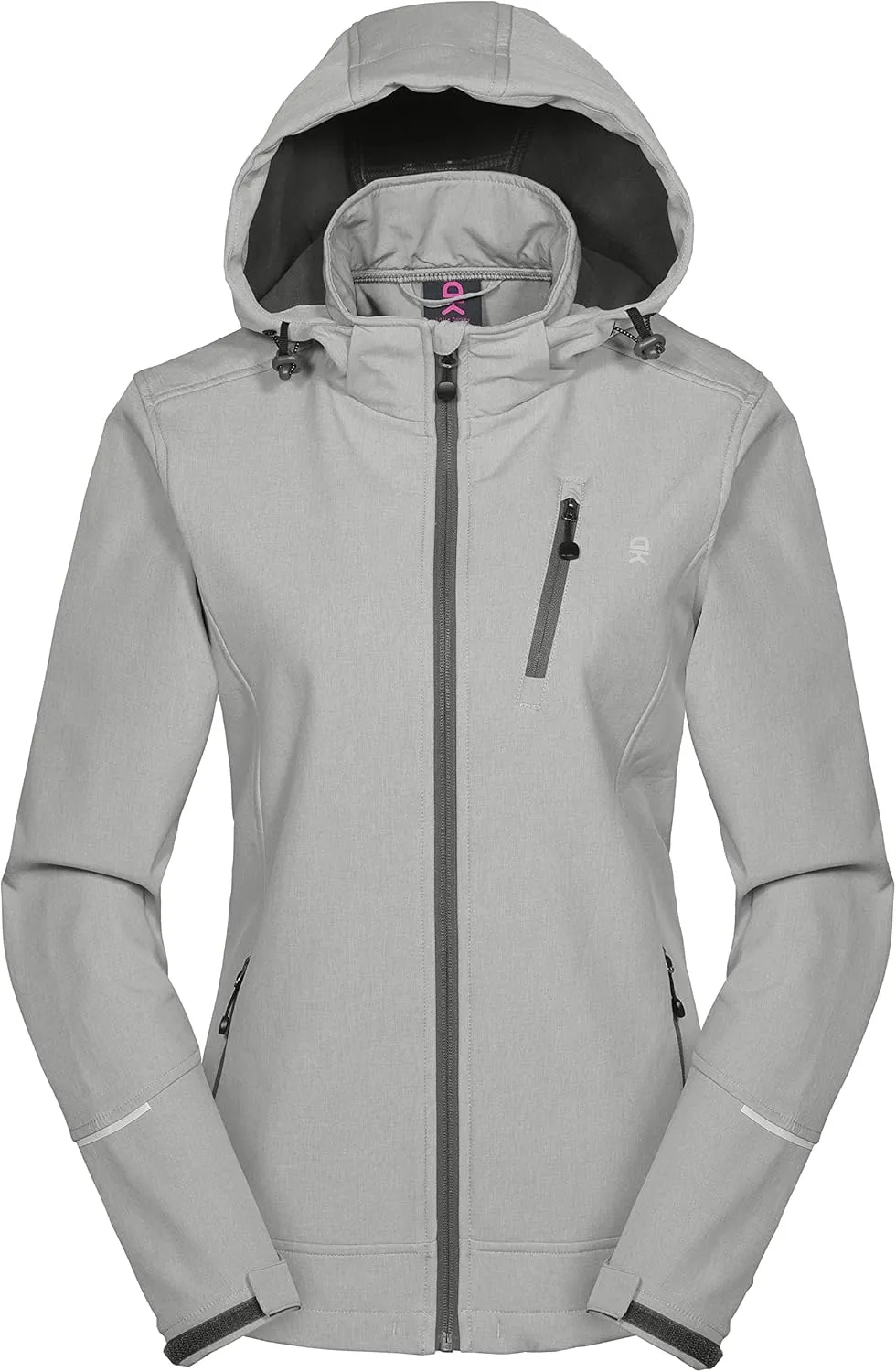 Little Donkey Andy Women's Softshell Jacket Ski Jacket with Removable Hood, Fleece Lined