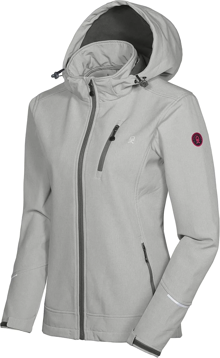 Little Donkey Andy Women's Softshell Jacket Ski Jacket with Removable Hood, Fleece Lined