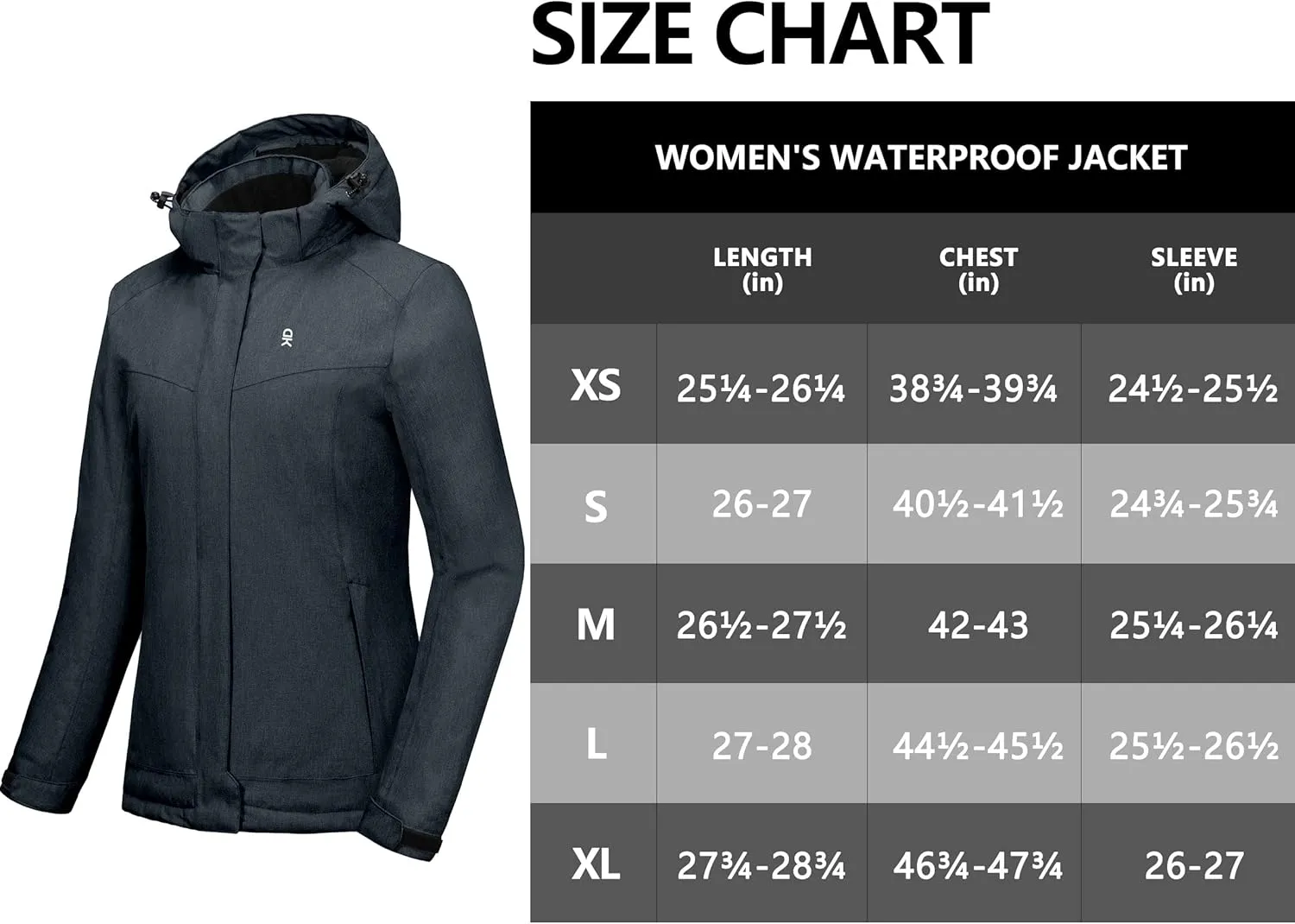 Little Donkey Andy Women's Waterproof Hiking Skiing Jacket with Removable Hood, Fleece Lined Winter Warm Rain Coat