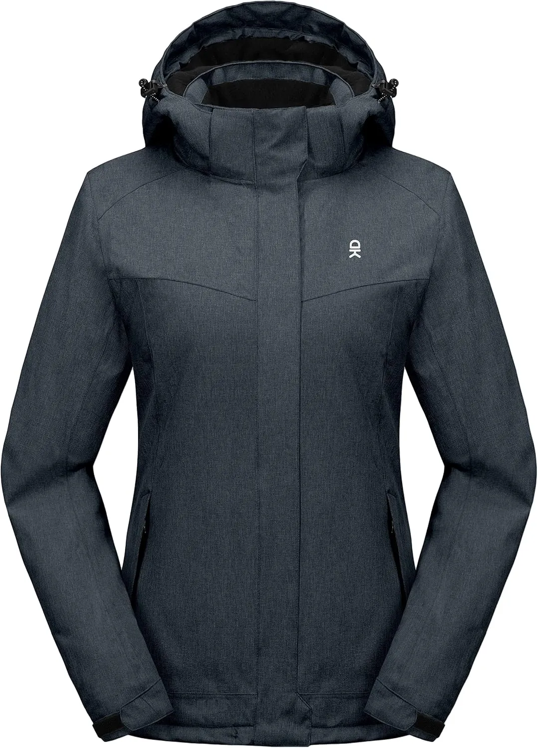 Little Donkey Andy Women's Waterproof Hiking Skiing Jacket with Removable Hood, Fleece Lined Winter Warm Rain Coat