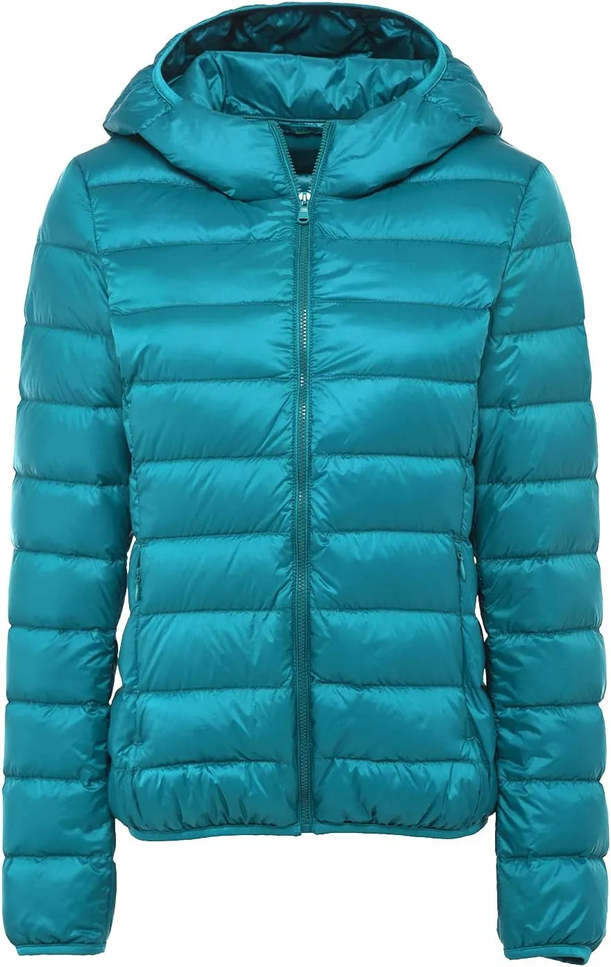 Locachy Women's Ultra Lightweight Packable Full-Zip Short Hoodie Down Jacket