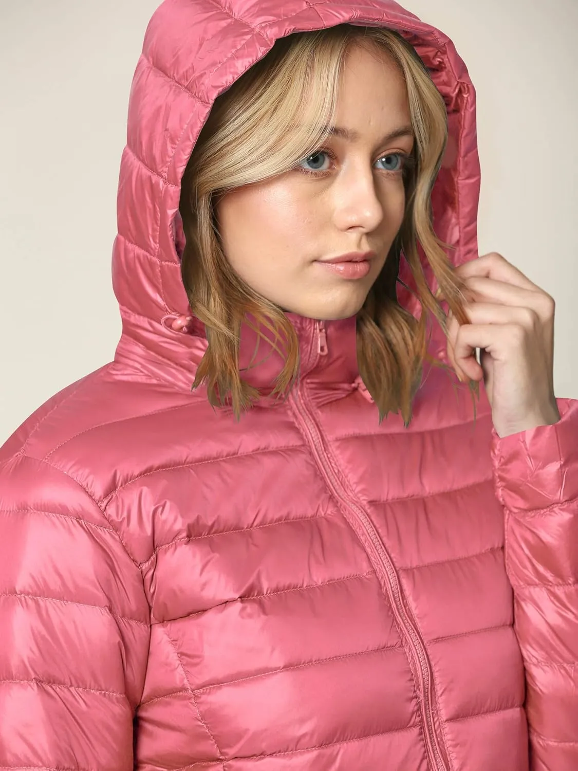 Lock and Love Women's Ultra Light Weight Packable Down Jacket with Removable Hoodie
