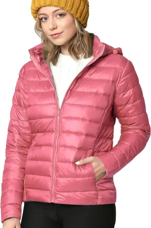 Lock and Love Women's Ultra Light Weight Packable Down Jacket with Removable Hoodie