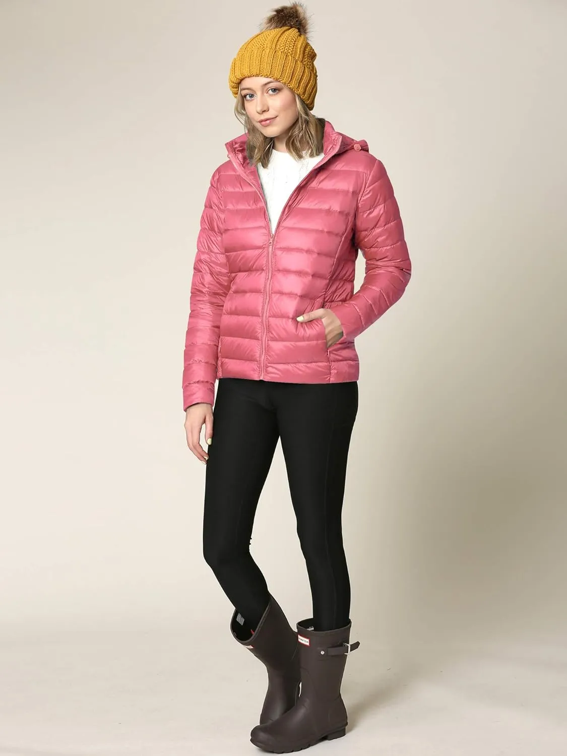 Lock and Love Women's Ultra Light Weight Packable Down Jacket with Removable Hoodie