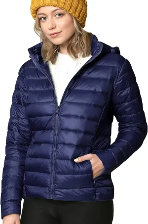 Lock and Love Women's Ultra Light Weight Packable Down Jacket with Removable Hoodie
