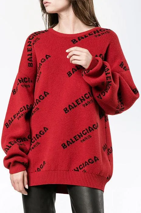 Logo Print Jumper, Red