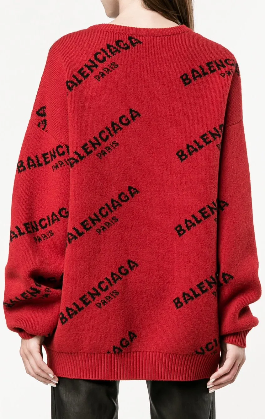 Logo Print Jumper, Red