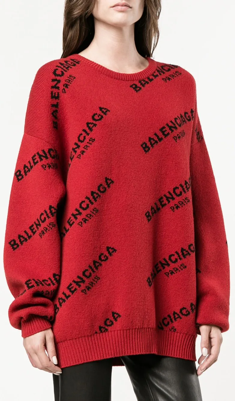 Logo Print Jumper, Red