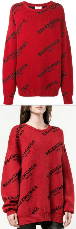 Logo Print Jumper, Red