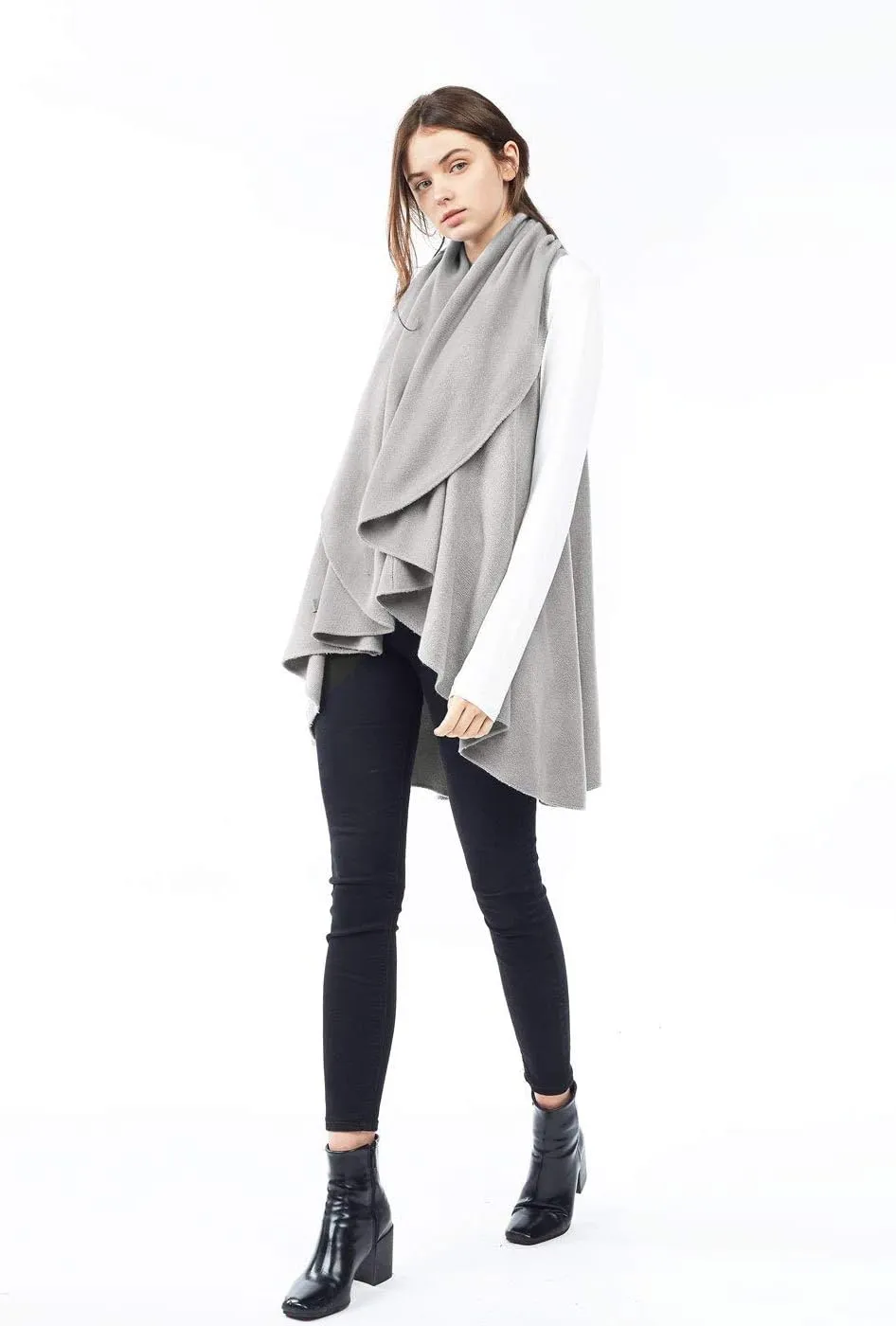 Look By M Women's Basic Shawl Vest