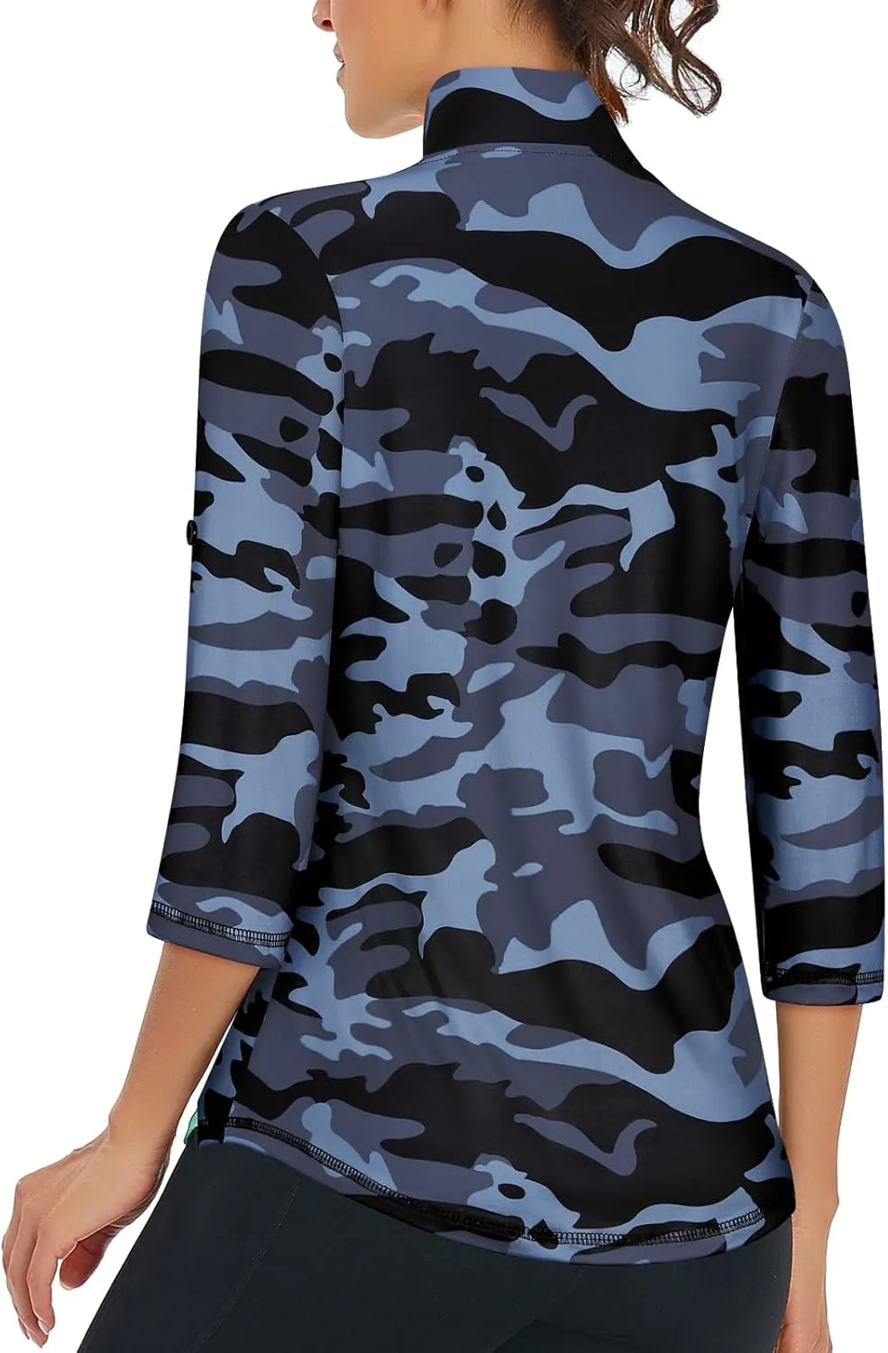 LURANEE Womens 3/4 Roll Sleeve 1/4 Zip Pullover Golf Shirts Athletic Hiking Running Workout Tops UPF 50 