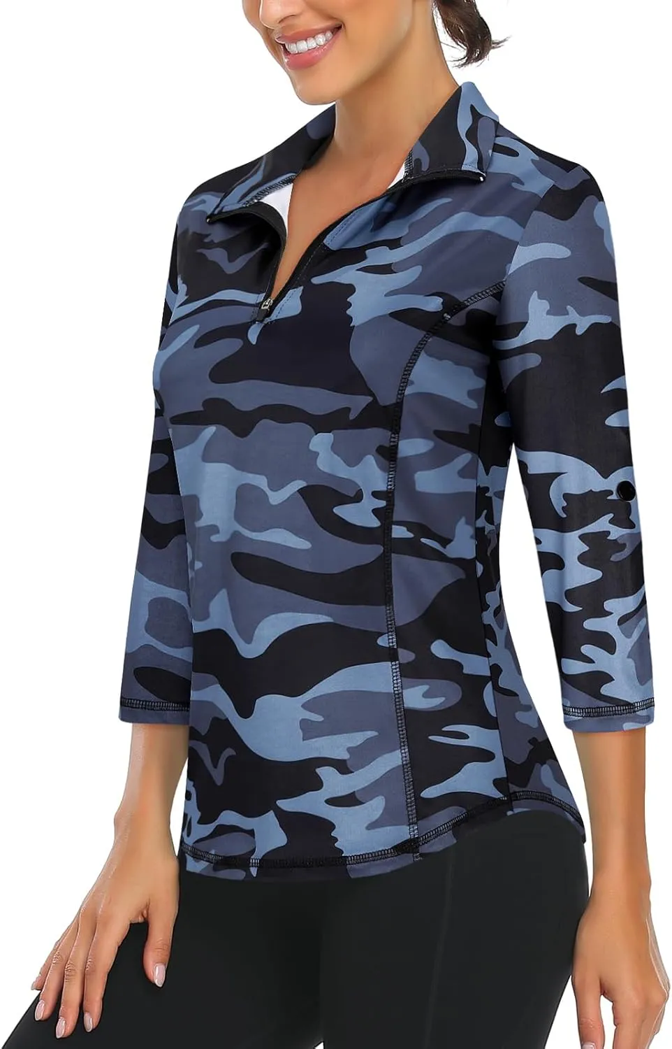 LURANEE Womens 3/4 Roll Sleeve 1/4 Zip Pullover Golf Shirts Athletic Hiking Running Workout Tops UPF 50 