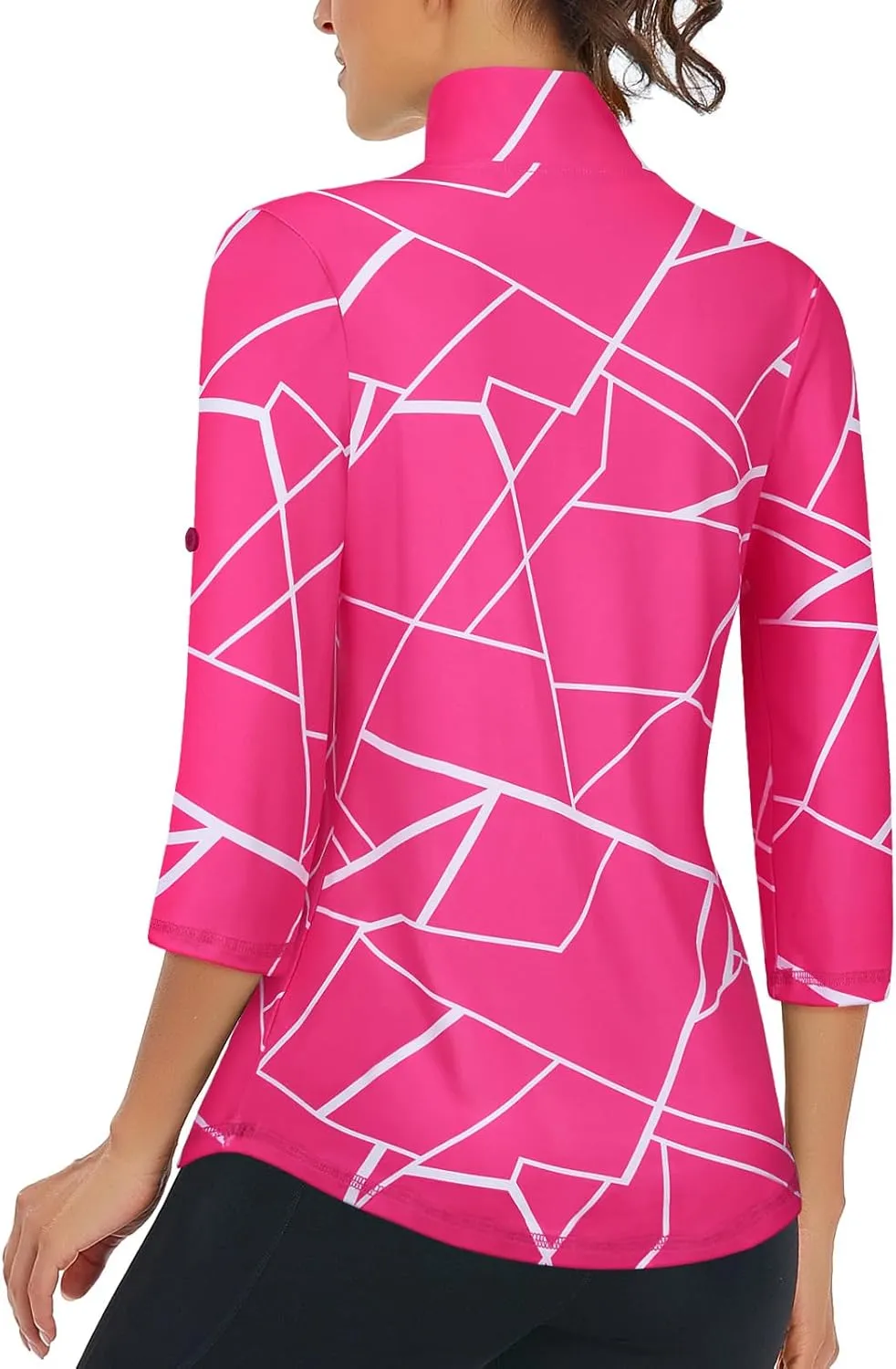 LURANEE Womens 3/4 Roll Sleeve 1/4 Zip Pullover Golf Shirts Athletic Hiking Running Workout Tops UPF 50 