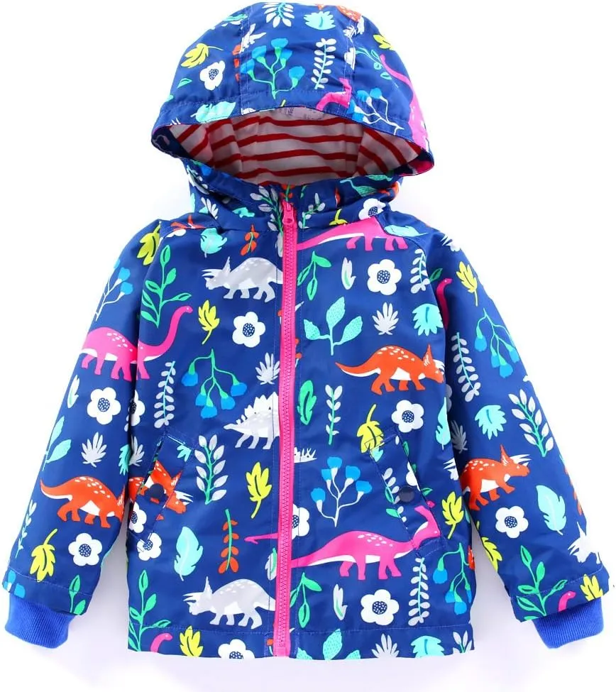 LZH Toddler Boys Girls Raincoat Waterproof Hooded Jacket Dinosaur Coat Pants Suit