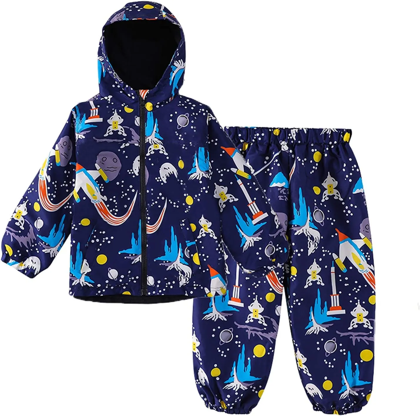 LZH Toddler Boys Girls Raincoat Waterproof Hooded Jacket Dinosaur Coat Pants Suit