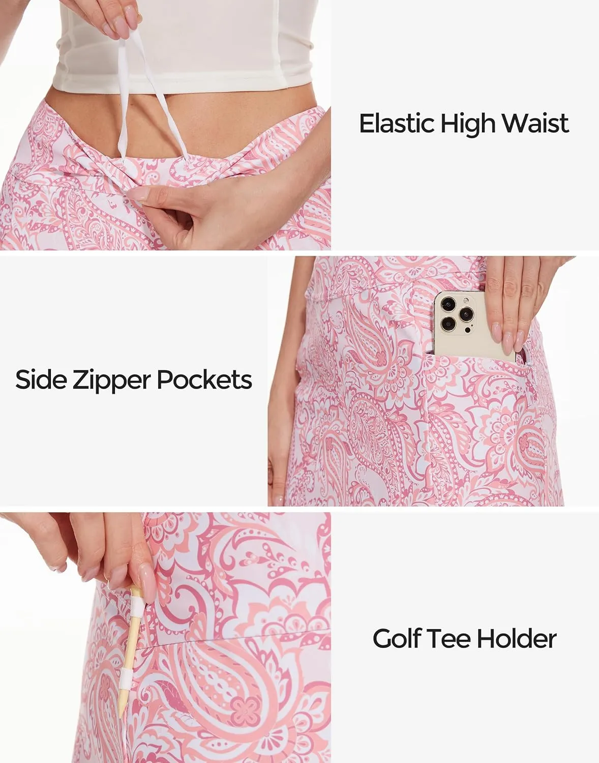 M MOTEEPI Tennis Skirts for Women High Waisted Golf Skort Skirt with Pockets 16" Tummy Control Skorts for Woman Dressy Casual