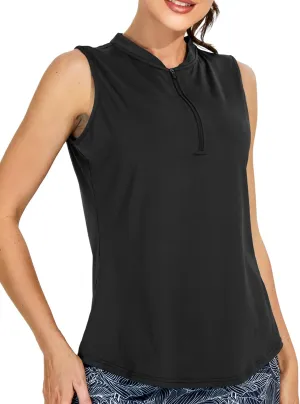 M MOTEEPI Womens Golf Shirt Sleeveless Golf Shirts Collared Zip Up Ladies Tennis Tank Tops