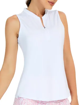 M MOTEEPI Womens Golf Shirt Sleeveless Golf Shirts Collared Zip Up Ladies Tennis Tank Tops