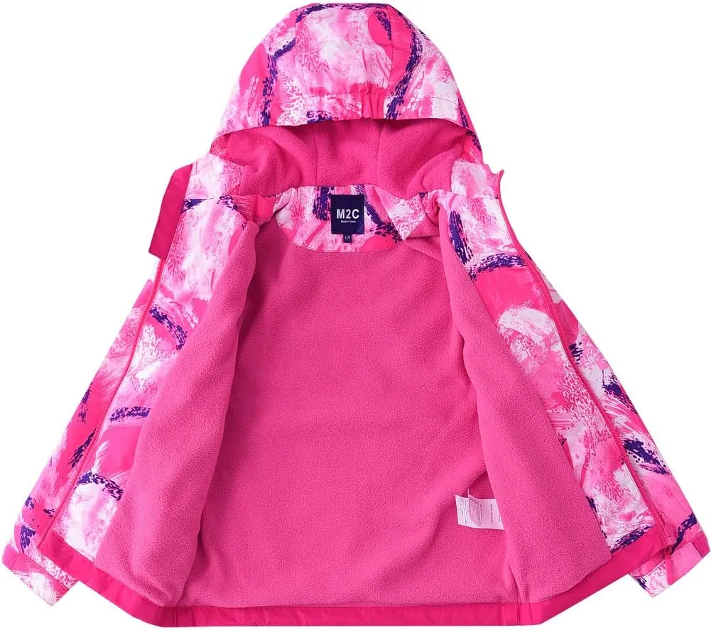 M2C Boys Girls Hooded Color Block Waterproof Fleece Lined Windbreaker Jacket