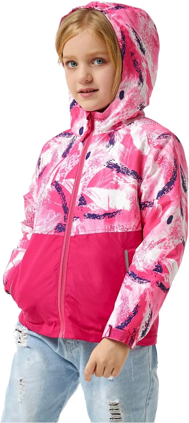 M2C Boys Girls Hooded Color Block Waterproof Fleece Lined Windbreaker Jacket