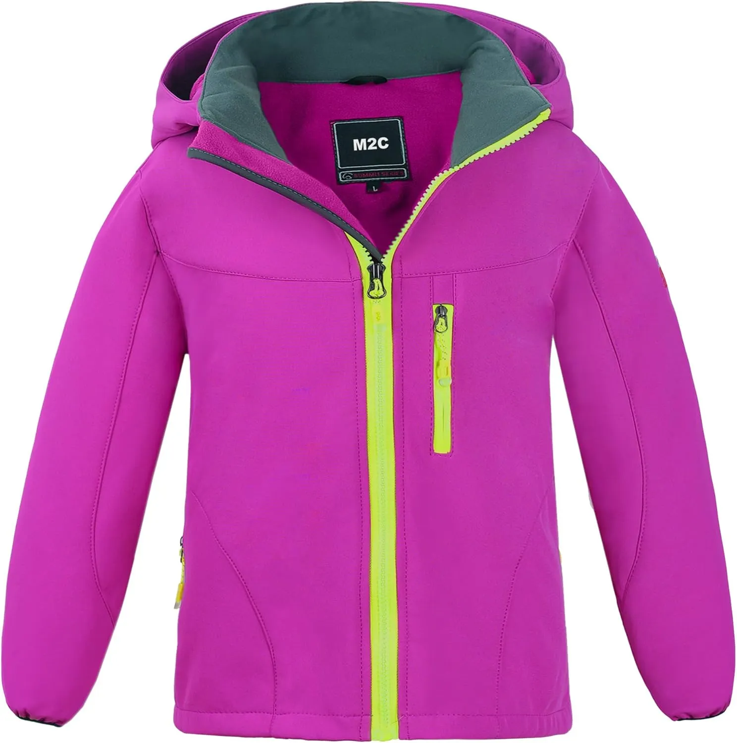 M2C Boys Girls Hooded Windbreaker Fleece Lined Softshell Jacket